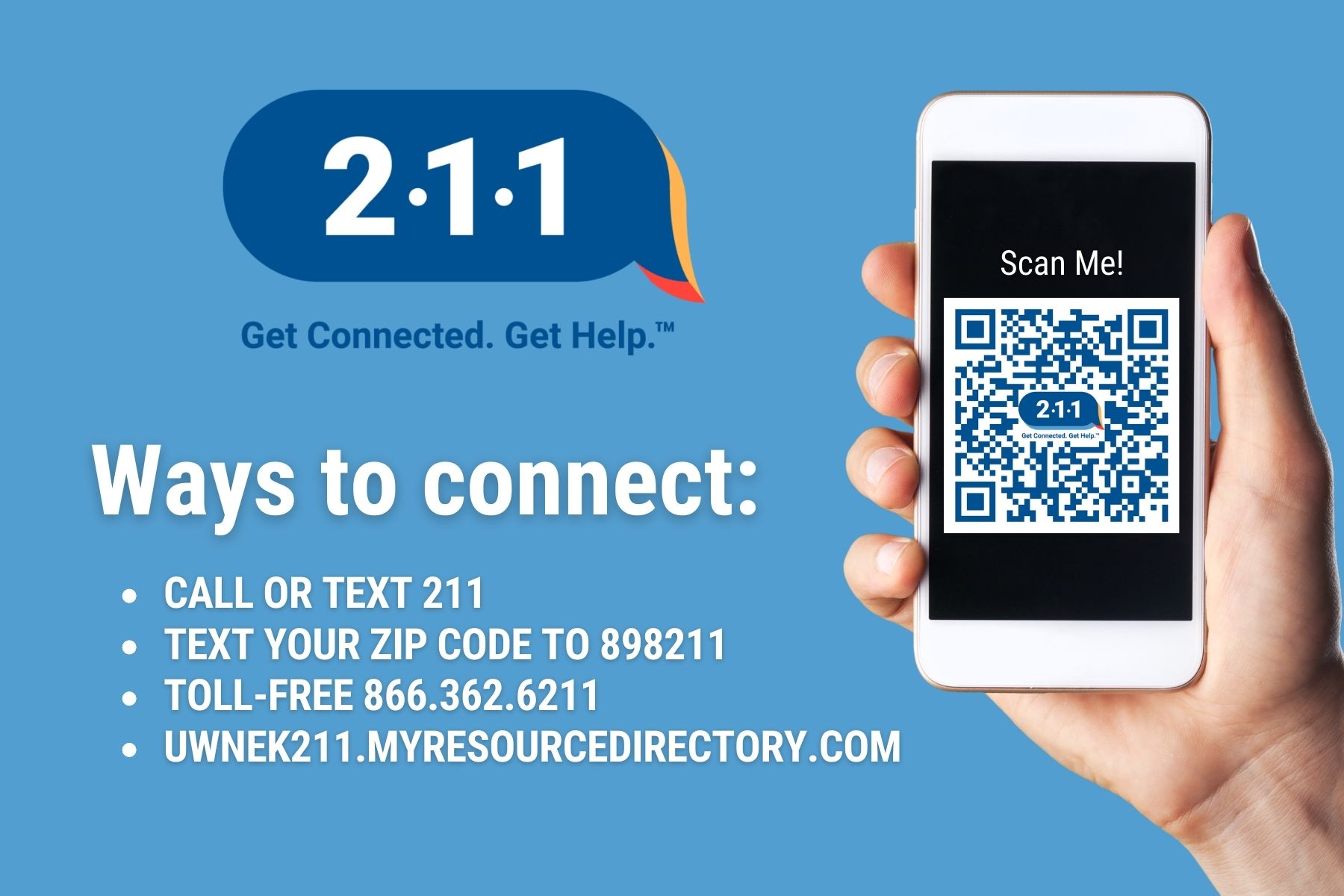 211 Contact Info and QR code